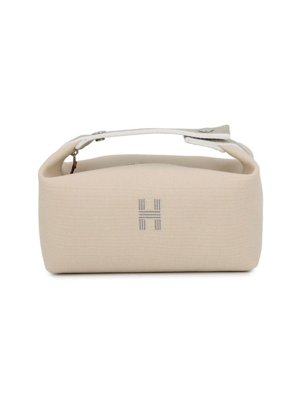 Hermes Pouch Brid Black Pm Beige Silver Canvas Case